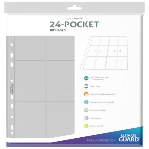 Ultimate Guard 24-Pocket QuadRow Pages Side-Loading (10) - Transparent