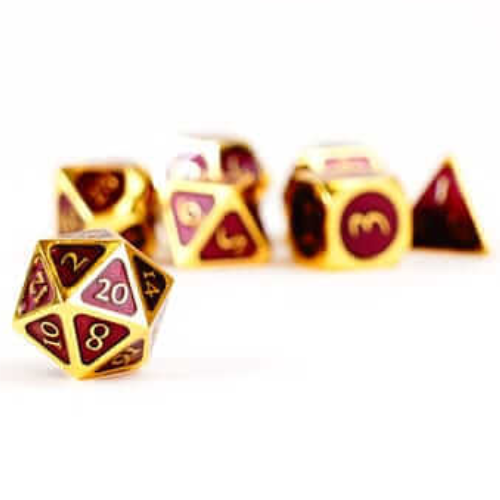 Teningsett - FanRoll Dice Set Gold with Purple Enamel (7)
